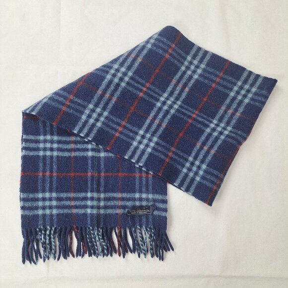 BURBERRY'S of London Vintage Classic Check Scarf 100% Lambswool Navy SCARF - Picture 1 of 7